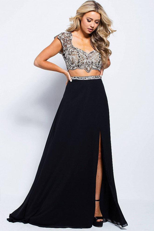 JVN48486 Two Piece Embellished Evening Gown
