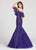 Ellie Wilde - EW118110 Off Shoulder Illusion Corset Trumpet Gown In Purple