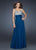 La Femme - Jewel Crusted Ruched Evening Gown in Blue