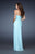 La Femme - 18347 Ornate Bodice Draped Gown In Blue
