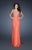 La Femme - 18347 Ornate Bodice Draped Gown In Orange