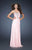 La Femme - 18347 Ornate Bodice Draped Gown In Pink