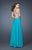 La Femme - 18631 Jeweled Interlaced Back Gown In Blue and Green