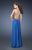 La Femme - 18631 Jeweled Interlaced Back Gown In Blue