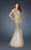 La Femme - 19097 Sequined Sleeveless V Neck Mermaid Gown In Gold