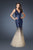La Femme - 19097 Sequined Sleeveless V Neck Mermaid Gown In Blue