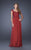 La Femme - 19143 Pretty Cap Sleeve Lace Ruched Evening Gown In Red