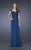 La Femme - 19143 Pretty Cap Sleeve Lace Ruched Evening Gown In Blue