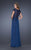 La Femme - 19143 Pretty Cap Sleeve Lace Ruched Evening Gown In Blue