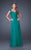 La Femme - 19143 Pretty Cap Sleeve Lace Ruched Evening Gown In Green