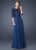 La Femme - 19144 Pleated Illusion Bateau A-Line Dress In Blue