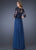 La Femme - 19144 Pleated Illusion Bateau A-Line Dress In Blue
