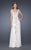 La Femme - 19181 Lace Appliqued Panel Gown In White