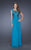 La Femme - 19203 Lace Appliqued Illusion Chiffon Gown In Blue