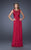 La Femme - 19203 Lace Appliqued Illusion Chiffon Gown In Red