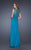 La Femme - 19203 Lace Appliqued Illusion Chiffon Gown In Blue