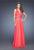La Femme - 19255 Sleeveless V Neck Criss Cross Evening Gown In Red