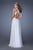 La Femme - 19255 Sleeveless V Neck Criss Cross Evening Gown In White