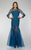 La Femme - 19343 Long Sleeve Lace Evening Dress In Blue