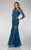 La Femme - 19343 Long Sleeve Lace Evening Dress In Blue