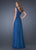 La Femme - 19385 Shimmering Beaded V-Neck Evening Dress In Blue