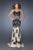 La Femme - 19835 Floral Lace V Neck Mermaid Gown In Black and Neutral