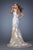 La Femme - 19835 Floral Lace V Neck Mermaid Gown In White and Neutral