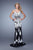 La Femme - 19835 Floral Lace V Neck Mermaid Gown In White and Black