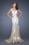 La Femme - 19835 Floral Lace V Neck Mermaid Gown In White and Neutral