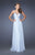 La Femme - 20027 Jewel Trimmed Plunging Gown In Blue