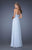 La Femme - 20027 Jewel Trimmed Plunging Gown In Blue