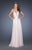 La Femme - 20027 Jewel Trimmed Plunging Gown In Pink