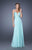 La Femme - 20027 Jewel Trimmed Plunging Gown In Blue and Green