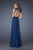 La Femme - 20109 Illusion Sequined Lace Gown In Blue