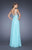 La Femme - 20110 Crystal Ornate Ruched Gown In Blue