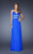 La Femme - 20110 Crystal Ornate Ruched Gown In Blue