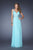 La Femme - 20110 Crystal Ornate Ruched Gown In Blue