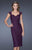 La Femme - 20443 Laced V-Neck Sheath Dress In Purple