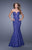 La Femme - 20570 Sheer Inset Lace Gown In Blue