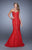 La Femme - 20570 Sheer Inset Lace Gown In Red