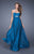 La Femme - 20625 Bejeweled Strapless Empire Gown In Blue and Green