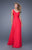 La Femme - 20639 Weaved Asymmetrical Bodice Gown In Pink and Red