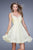 La Femme - 20677 Crystal Embellished Ruched Cocktail Dress In Yellow
