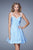 La Femme - 20677 Crystal Embellished Ruched Cocktail Dress In Blue