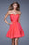 La Femme - 20721 Strapless Ruched A-Line Dress In Red and Pink