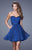 La Femme - 20721 Strapless Ruched A-Line Dress In Blue
