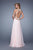 La Femme - 20941 Beaded Halter Plunging Ruched A-Line Gown In Pink