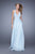 La Femme - 20941 Beaded Halter Plunging Ruched A-Line Gown In Blue