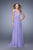 La Femme - 20941 Beaded Halter Plunging Ruched A-Line Gown In Purple