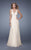 La Femme - 20941 Beaded Halter Plunging Ruched A-Line Gown In Neutral